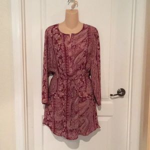 MNG Maroon Paisley Midi Dress